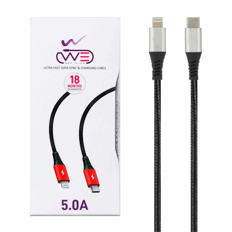 کابل شارژکنفی فست We-net Plus Type-C To Lightning مدل ETW 001 - مشکی نقره ای - تصویر 1