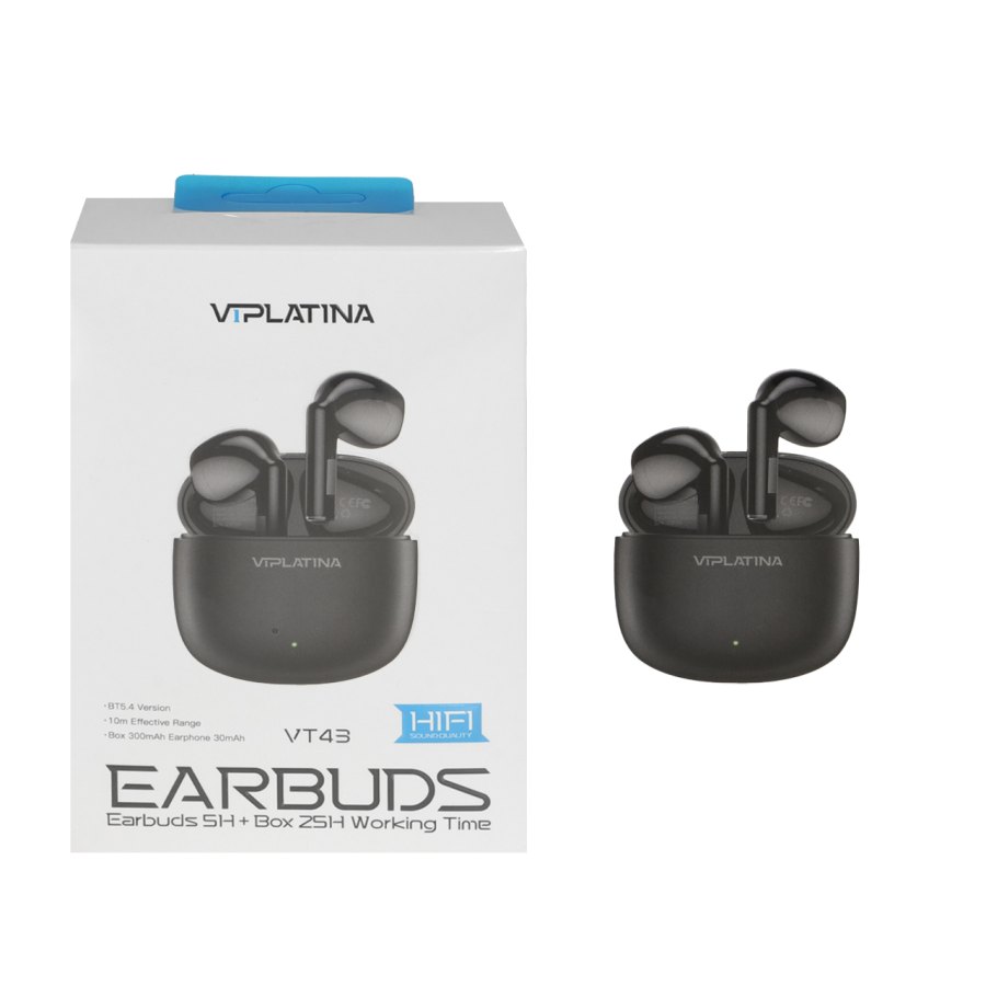 ایرفون بی سیم VIPLATINA مدل VT43 - مشکی (گارانتی 12 ماه تعویض نیکان همراه) - تصویر 1