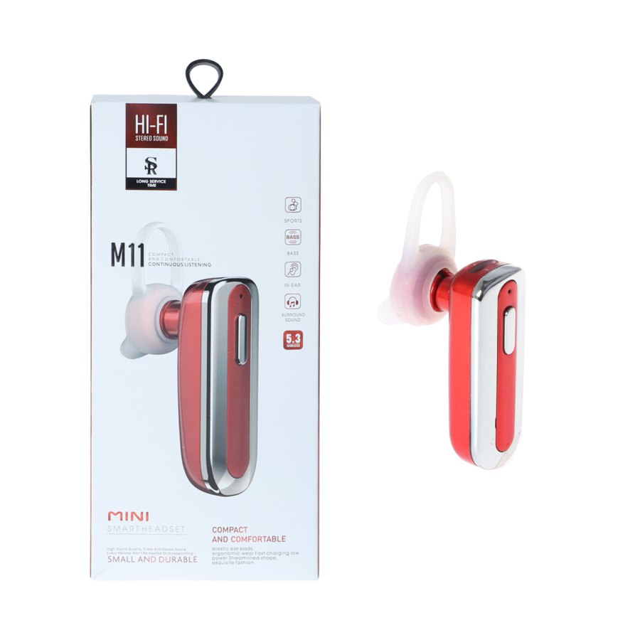 هندزفری بی سیم تک گوش HI-FI مدل M11 - قرمز - تصویر 1