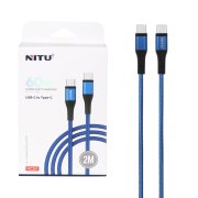 کابل شارژ سوپر فست 2 متری NITU Type-C to Type-C مدل NC201 - آبی - تصویر 1