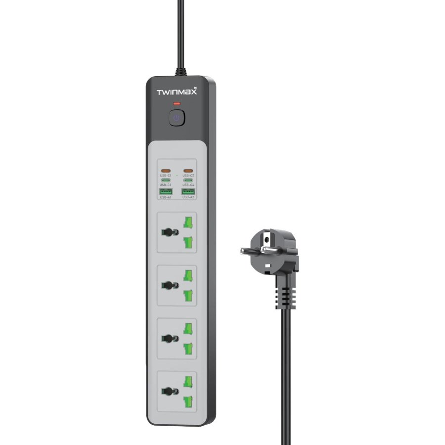 چندراهی برق 4 خانه TwinMax مدل MX-60 65W - مشکی - MMX - تصویر 1