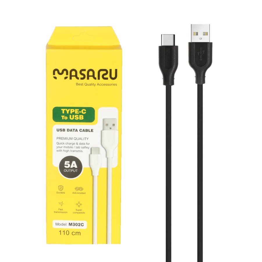 کابل شارژ 1.1 متری فست Masaru Type-C مدل M302C - مشکی - SMO - تصویر 1
