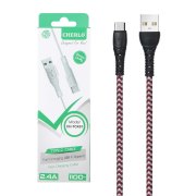 کابل شارژ 1.1 متری فست CHERLO Type-C مدل CH-TCK01 - سفید قرمز - SMO - تصویر 1