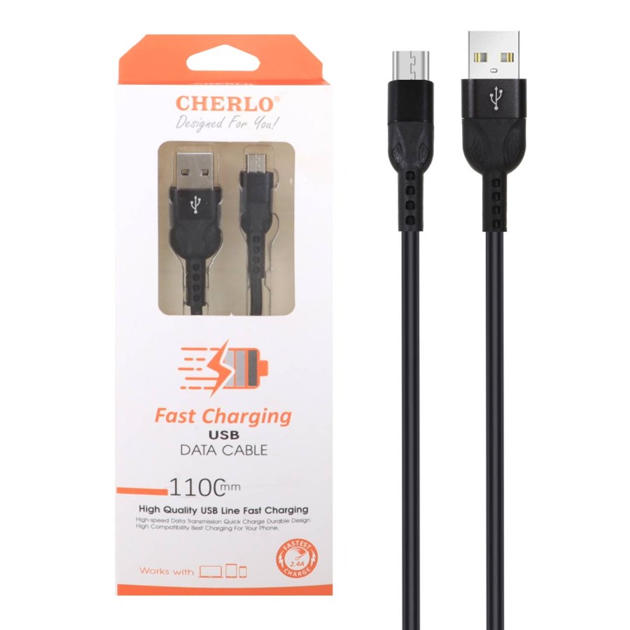 کابل شارژ 1.1 متری فست اندروید CHERLO مدل CH-V806 - مشکی - SMO - تصویر 1