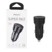 شارژر فندکی PD و فست دو پورت Yesido مدل Y64 50W - مشکی (گارانتی 12 ماه تعویض نیکان همراه) - تصویر 1