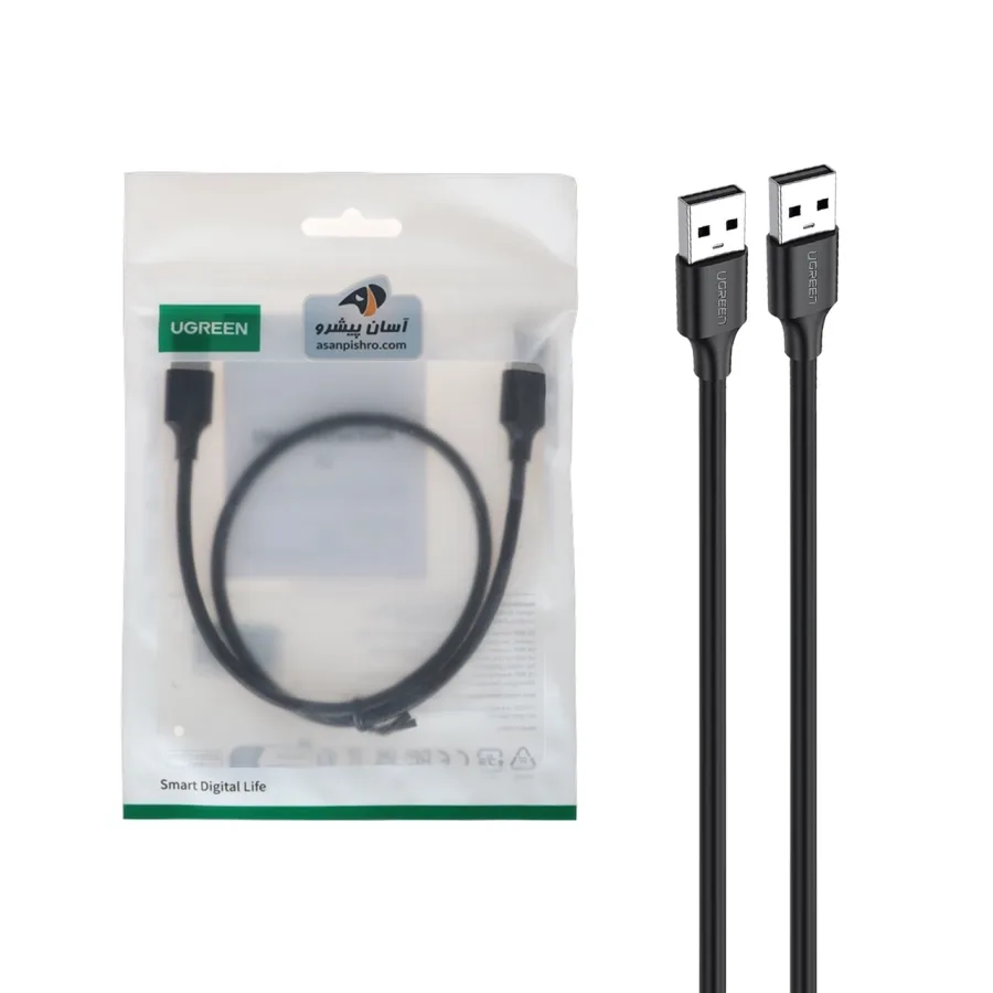 کابل نیم متری UGREEN USB2.0 مدل US102-10308 - مشکی - تصویر 1