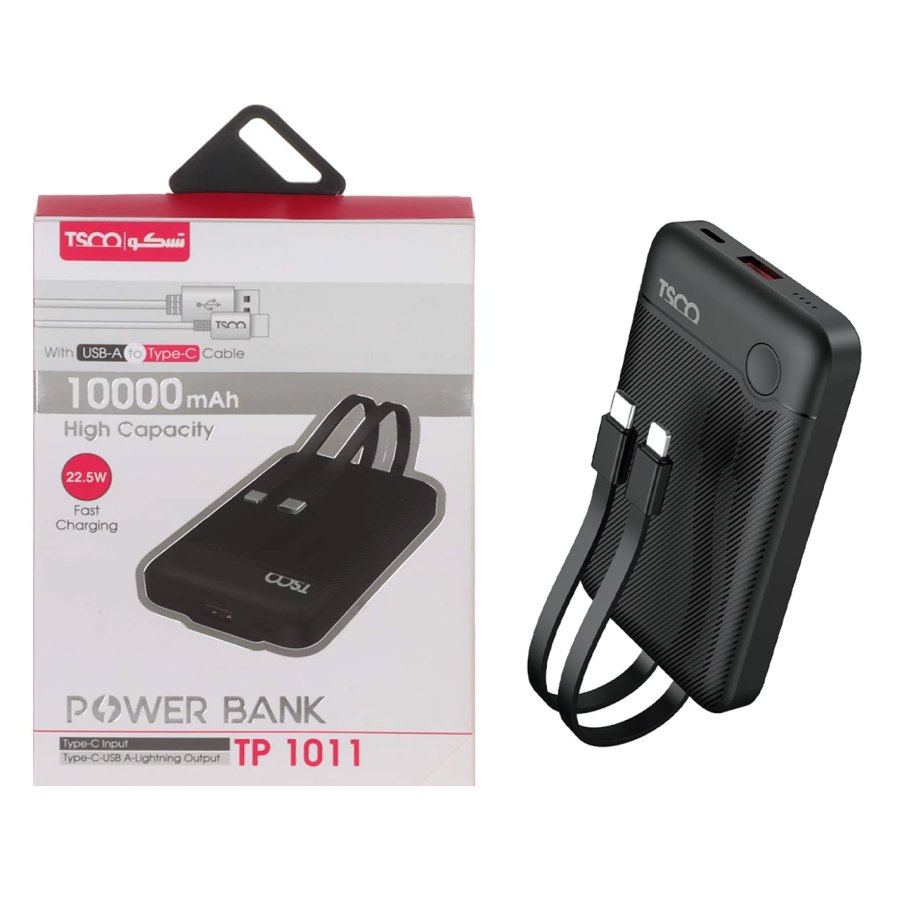 پاوربانک فست شارژ TSCO 10000mAh مدل TP 1011 22.5W - مشکی (گارانتی 12 ماهه TSCO) - تصویر 1
