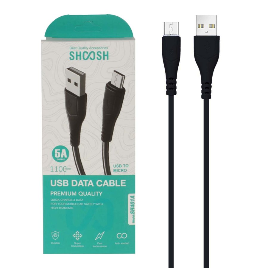 کابل شارژ 1.1 متری فست اندروید Shoosh مدل SH401A - مشکی - SMO - تصویر 1