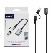 تبدیل NITU OTG TO Type-C & micro USB مدل CN21 - مشکی خاکستری (گارانتی 12 ماه تعویض نیکان همراه) - تصویر 1