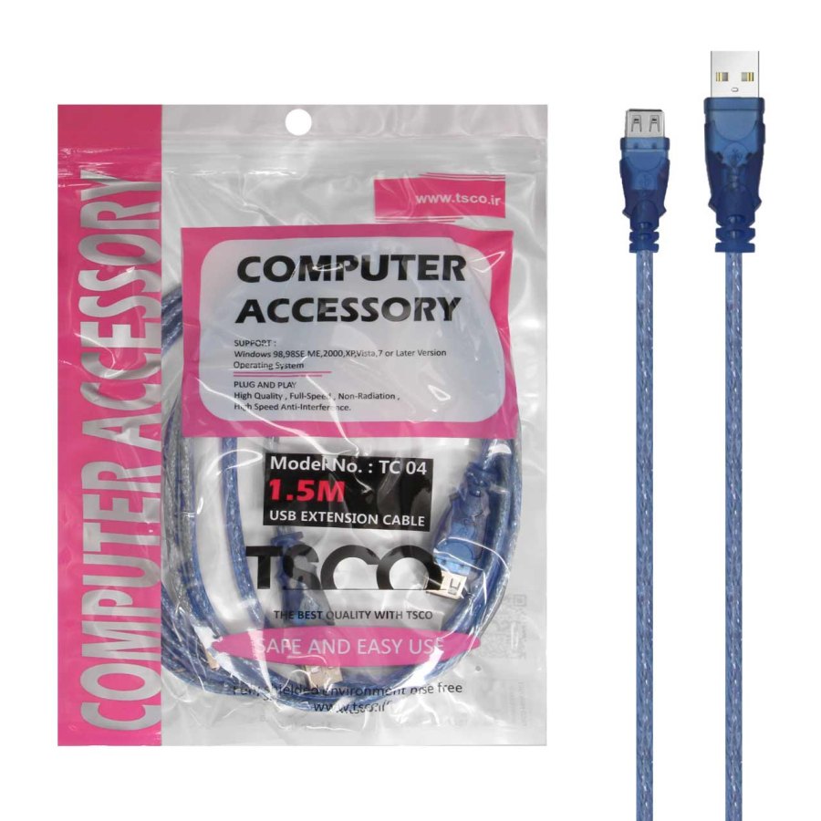 کابل افزایش طول TSCO USB مدل TC 04 با متراژ 1.5 متری - تصویر 1