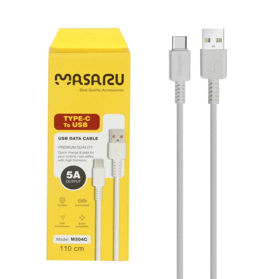 کابل شارژ 1.1 متری فست Masaru Type-C مدل M304C - سفید - SMO - تصویر 1