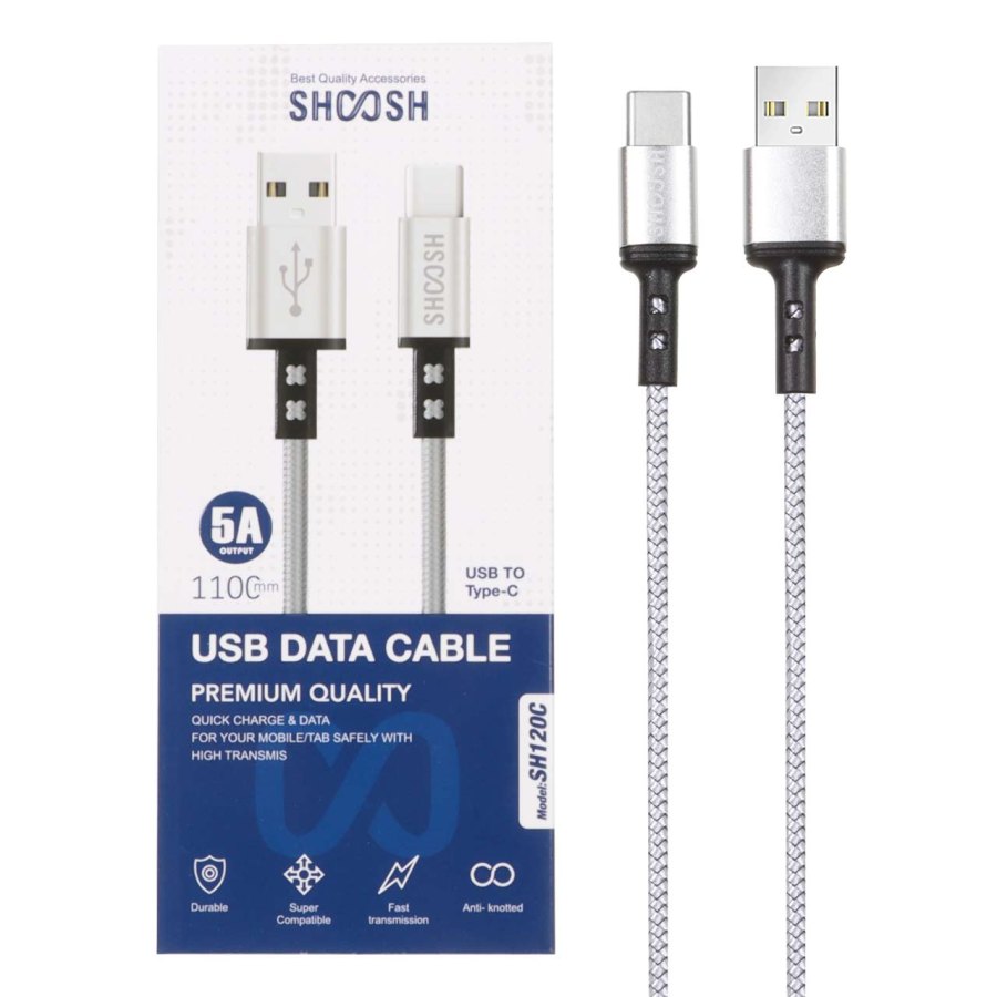 کابل شارژ کنفی 1.1 متری فست Shoosh Type-C مدل SH120C - نقره ای - SMO - تصویر 1