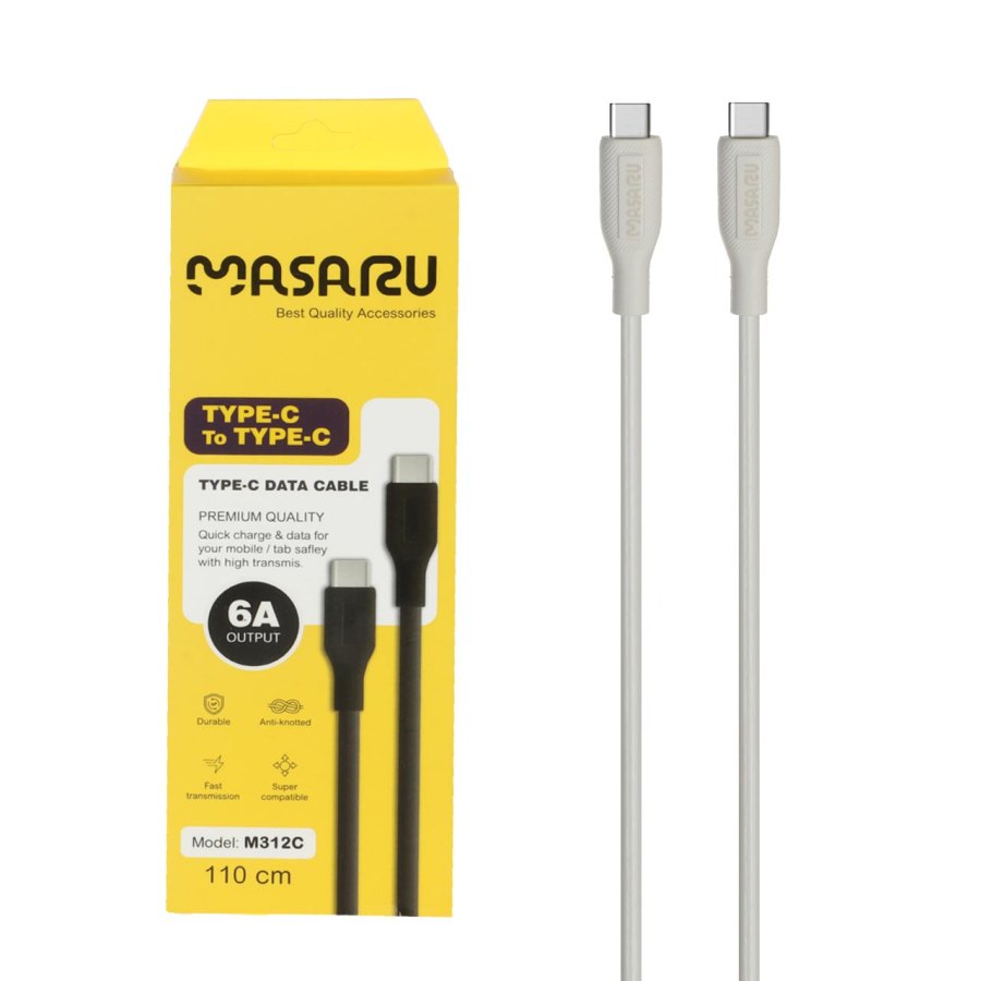 کابل شارژ 1.1 متری فست Masaru Type-C To Type-C مدل M312C - سفید - SMO - تصویر 1
