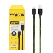 کابل شارژ 1.1 متری فست آیفون Masaru مدل M310i - مشکی سبز - SMO - تصویر 1