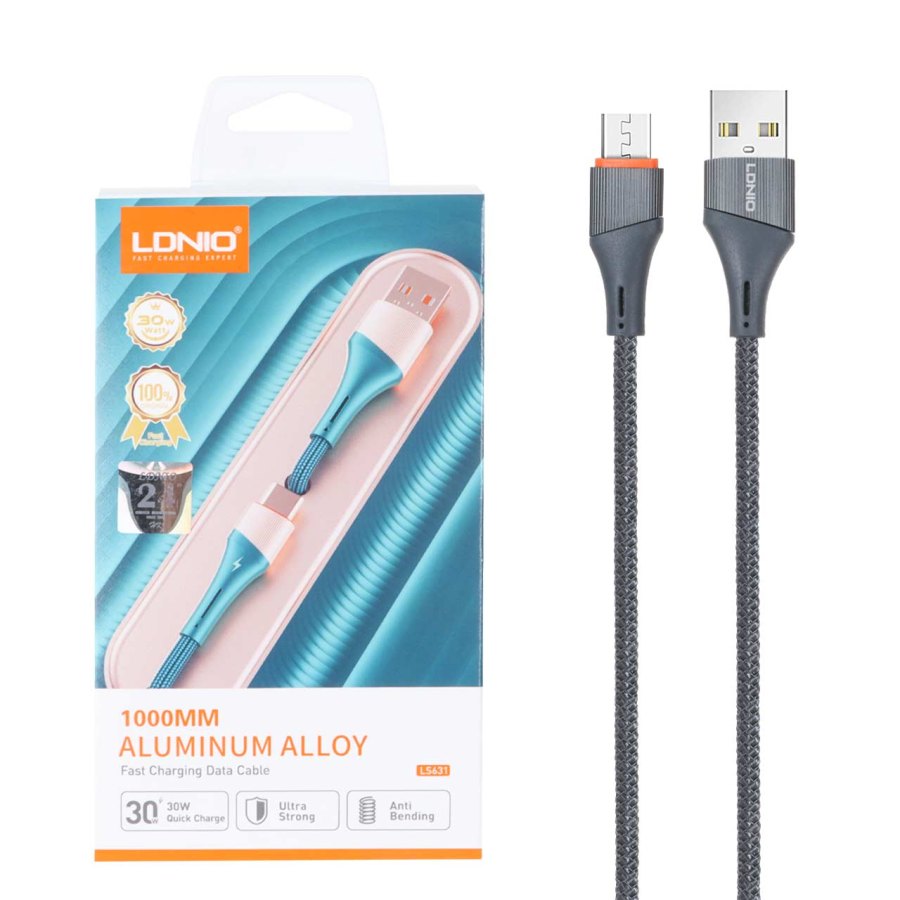کابل شارژ فست اندروید LDNIO مدل LS631 - خاکستری - تصویر 1