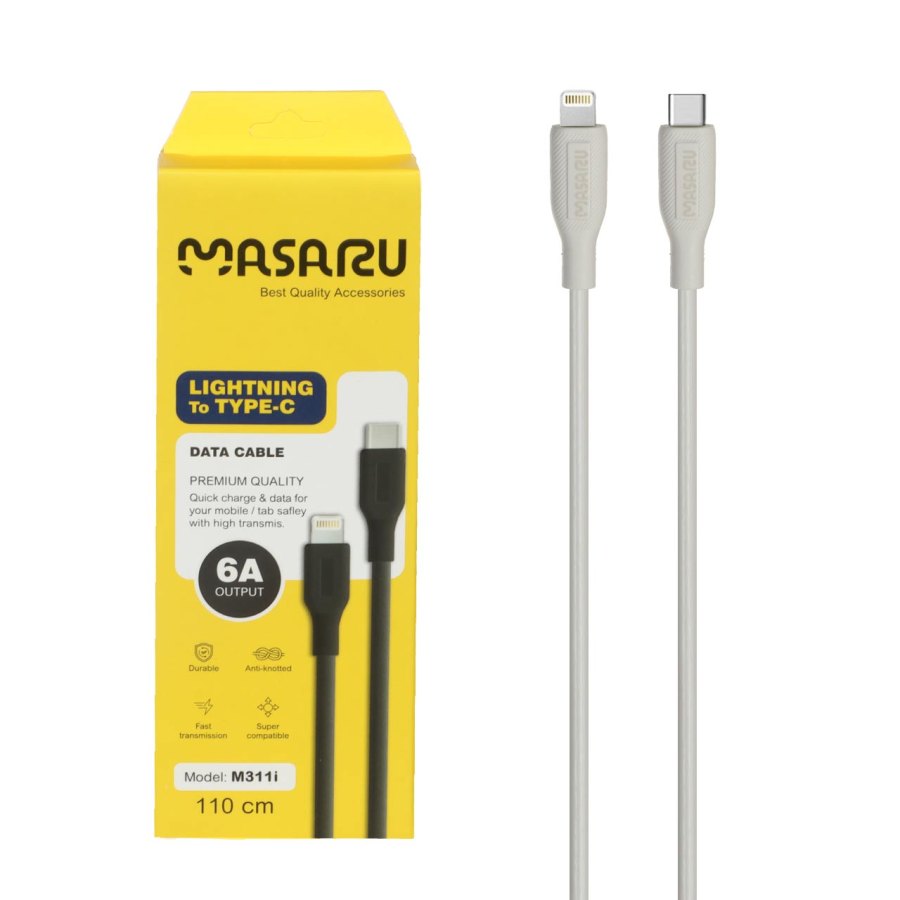 کابل شارژ 1.1 متری فست Masaru Type-C to Lightning مدل M311i - سفید - SMO - تصویر 1