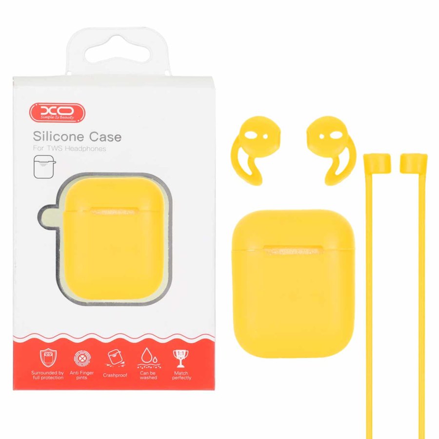 کاور ایرپاد سیلیکونی XO مدل Apple Airpods 1 / 2 - زرد (پک دار) - تصویر 1