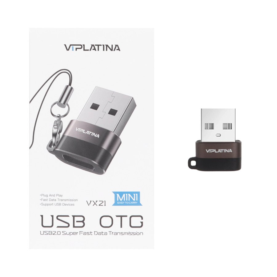 تبدیل VIPLATINA OTG Type-C مدل VX21 - مشکی (گارانتی 6 ماه تعویض نیکان همراه) - تصویر 1