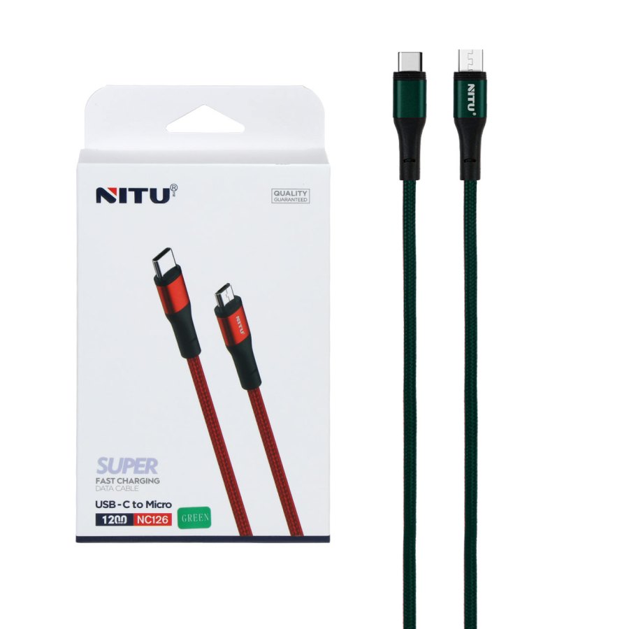 کابل شارژ فست NITU Type-C to Micro USB مدل NC126 - سبز (گارانتی 12 ماه تعویض نیکان همراه) - تصویر 1