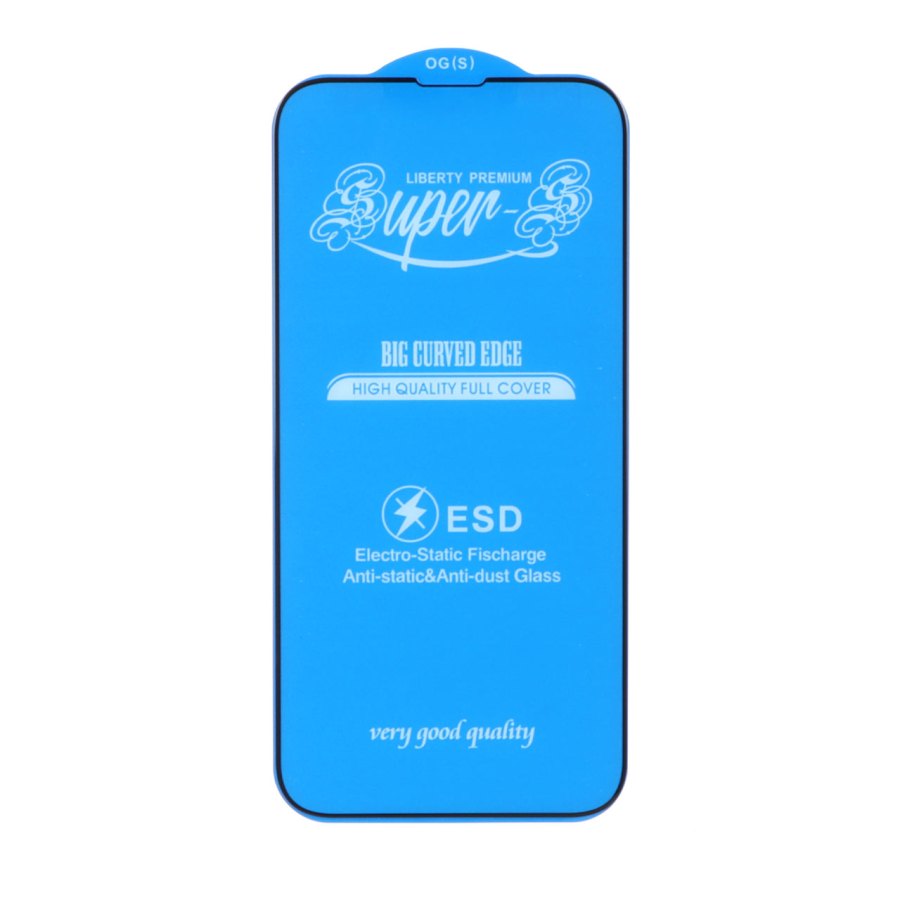 محافظ صفحه نمایش شیشه ای آنتی استاتیک مات Full Cover Super S-OG مدل Apple iPhone 13 / iPhone 13 Pro / iPhone 14 / 16e - مشکی (بدون پک) - تصویر 1