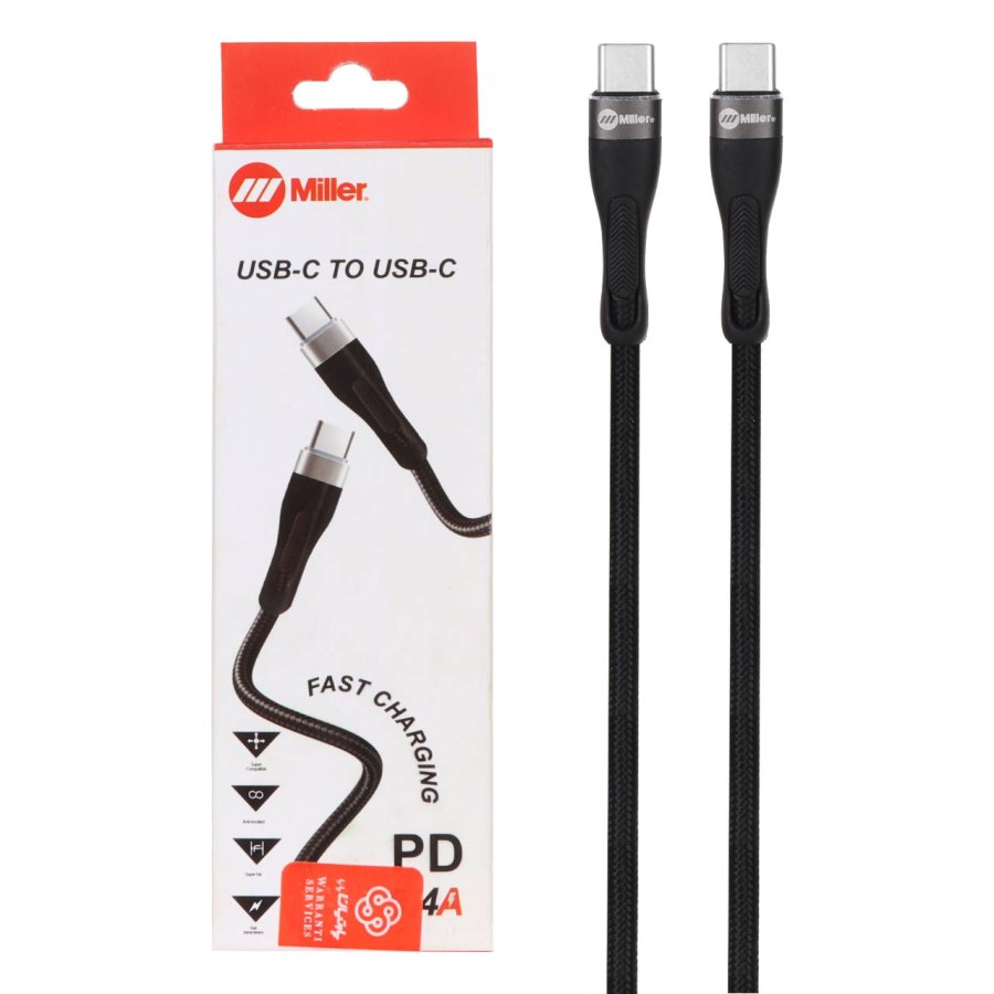 کابل شارژ فست Miller Type-C To Type-C مدل CA-2025 - مشکی (گارانتی پارتیان پایا) - تصویر 1