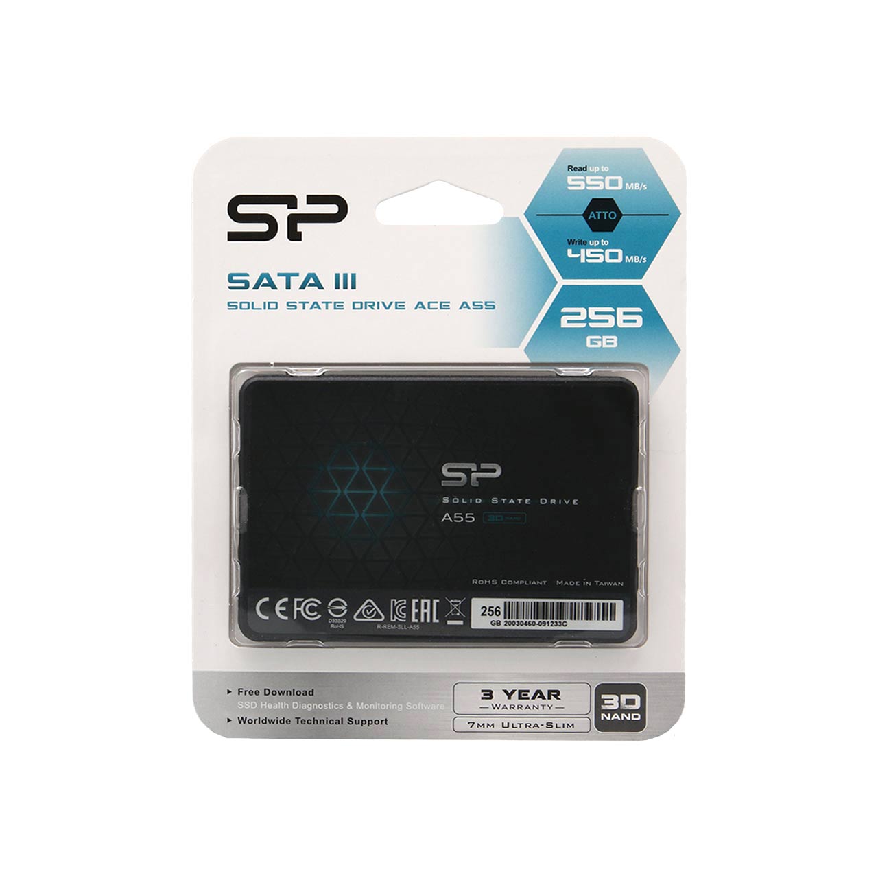 نمای دیگر هارد Silicon Power SSD مدل A55 ظرفیت 256GB