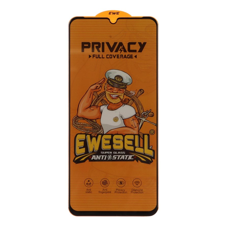 محافظ صفحه نمایش شیشه ای Full Cover Ewesell Anti Static Privacy مدل Samsung Galaxy A07 / A06 / A05s / Realme C51 / Realme C53 / Narzo N53 - تصویر 1