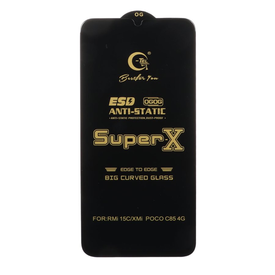 محافظ صفحه نمایش آنتی استاتیک Xiaomi Redmi 15C / Poco C85 / Redmi A7 Pro - Full Cover Super X - مشکی (بدون پک) - تصویر 1