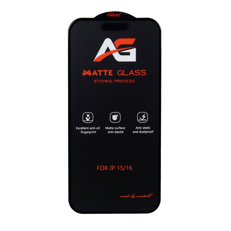 محافظ صفحه نمایش شیشه ای مات Full Cover Anti Static Mietubl AG مدل NTC - Apple iPhone 16 / iPhone 15 / iPhone 14 Pro - تصویر 1