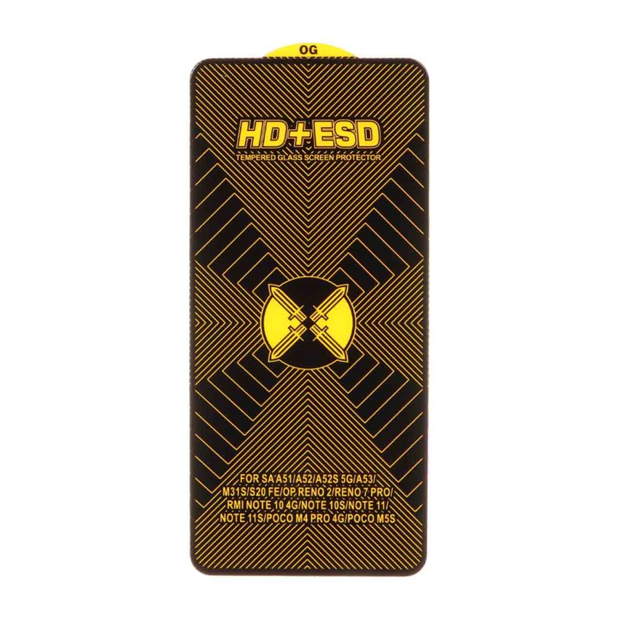 محافظ صفحه نمایش شیشه ای مشکی Full Cover HD Plus ESD مدل Samsung Galaxy A51 / A52 / A52S / A53 / S20 FE - تصویر 1