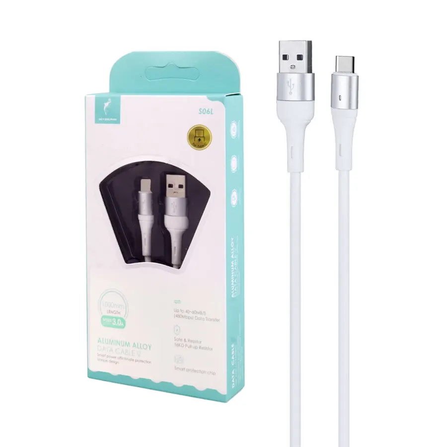 کابل شارژ فست SKY DOLPHIN Type-C مدل S06T - سفید - TCO - تصویر 1