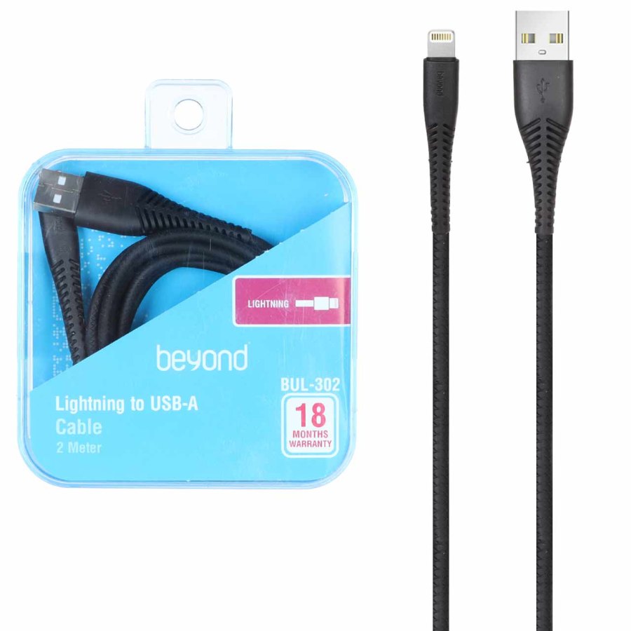 کابل شارژ فست 2 متری آیفون beyond مدل BUL-302 - مشکی - RYL - تصویر 1