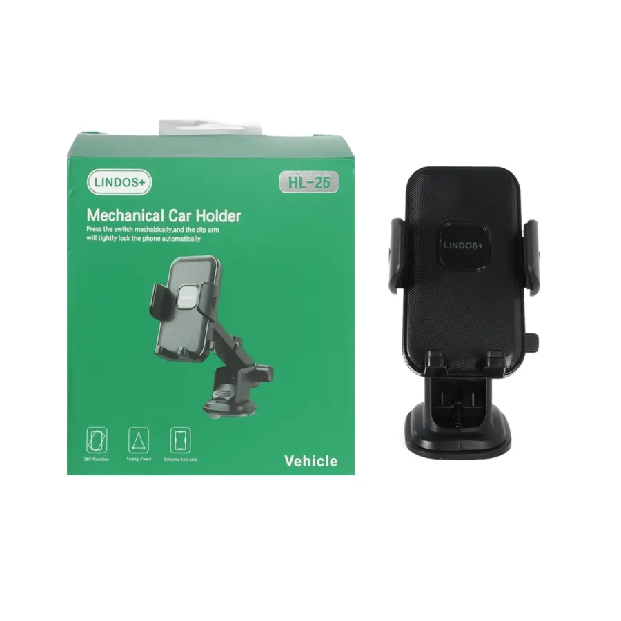 هولدر گوشی موبایل پایه دار +Lindos مدل HL-25 - مشکی (گارانتی تعویض یکساله شرکتی) - تصویر 1