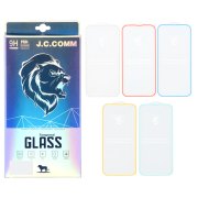محافظ صفحه نمایش شیشه ای شبرنگ ایربگ دار Full Cover J.C.COMM مدل Apple iPhone 16 / iPhone 15 / iPhone 14 Pro (پک 5 عددی) - تصویر 1