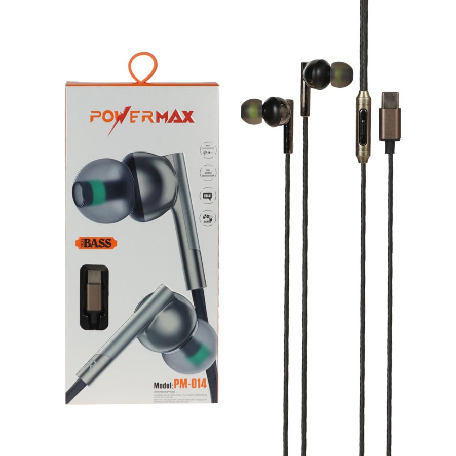 هندزفری باسیم Power Max Type-C مدل PM-014 - مشکی - تصویر 1