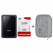 هارد اکسترنال Apacer مدل Shockproof AC532 ظرفیت 2TB - مشکی (فلش KingStar مدل Fido KS218 ظرفیت 16GB + کیف هارد هدیه) - تصویر 1
