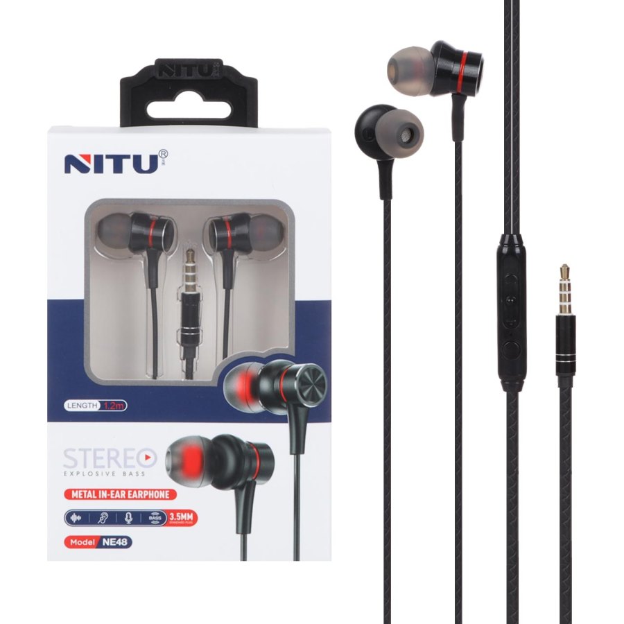 هندزفری باسیم Nitu مدل NE48 - مشکی (گارانتی6 ماه تعویض نیکان همراه) - تصویر 1