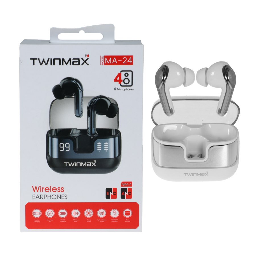 ایرفون بی سیم TwinMax مدل MA-24 ANC - نقره ای - MMX - تصویر 1