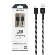 کابل شارژ 1.1 متری فست اندروید CHERLO مدل CH-V821 - مشکی سفید - SMO - تصویر 1