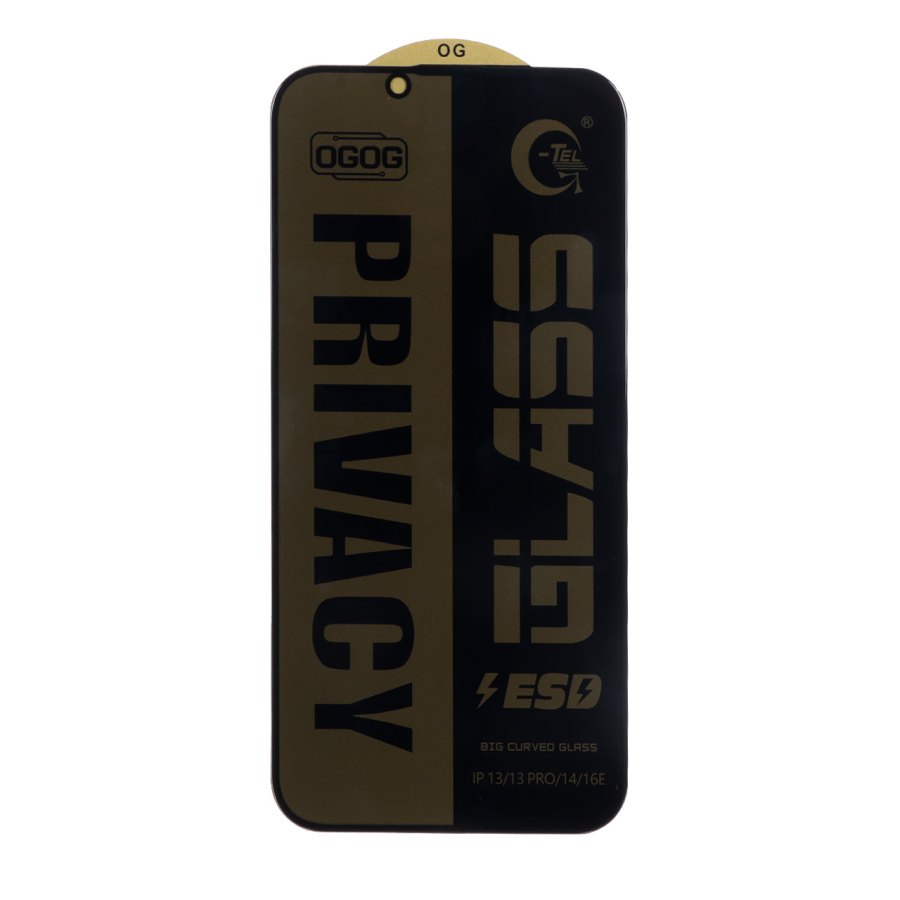 محافظ صفحه نمایش شیشه ای درجه یک Full Cover Privacy OG - ESD GTel مدل Apple iPhone 13 / iPhone 13 Pro / iPhone 14 / 16e - تصویر 1
