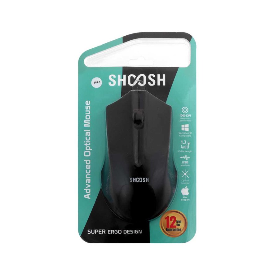 ماوس باسیم Shoosh مدل M24 - مشکی - SMO - تصویر 1