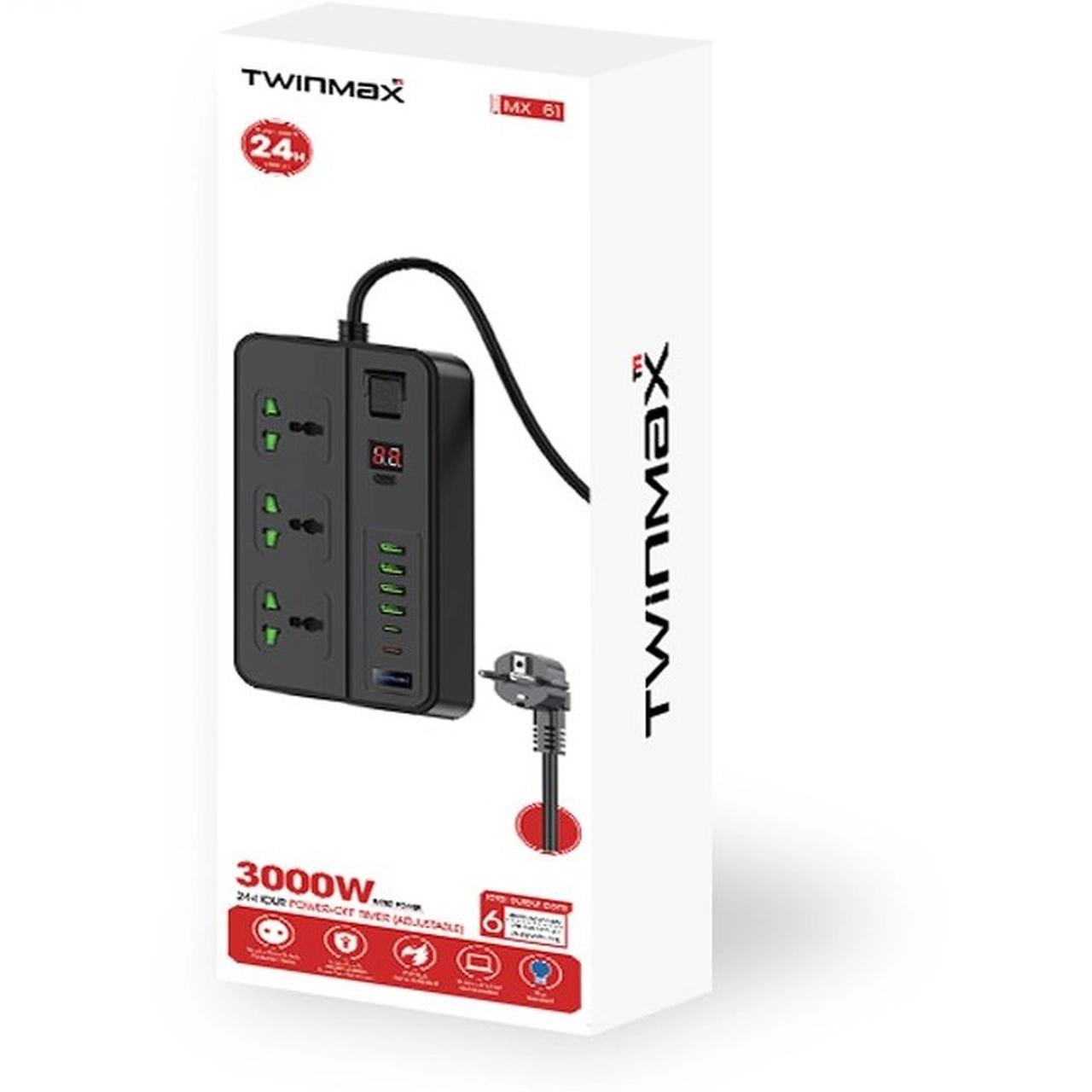 نمای دیگر چندراهی برق 3 خانه TwinMax مدل MX-61 - مشکی - MMX