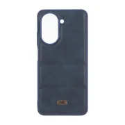 قاب پافر طرح چرم سه تکه لوگو فلزی Xiaomi Redmi A5 / Poco C71 - سرمه ای - تصویر 1