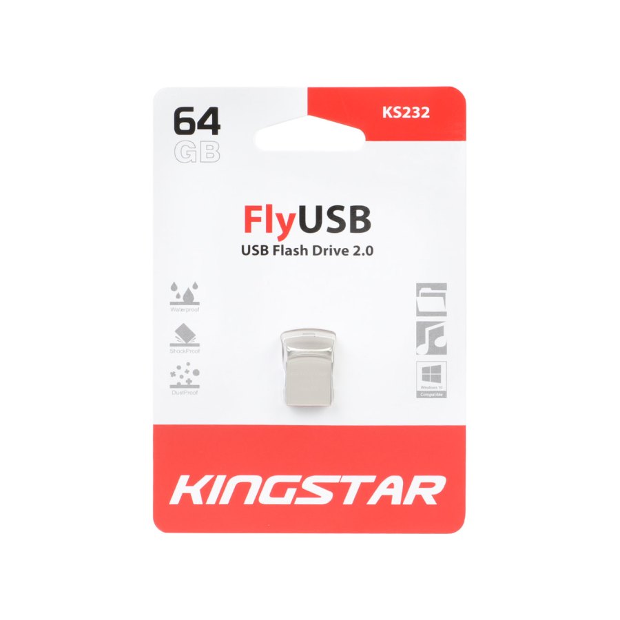 KingStar Fly KS232 USB2.0 Flash Memory - 64GB (گارانتی متین) - نقره ای - تصویر 1